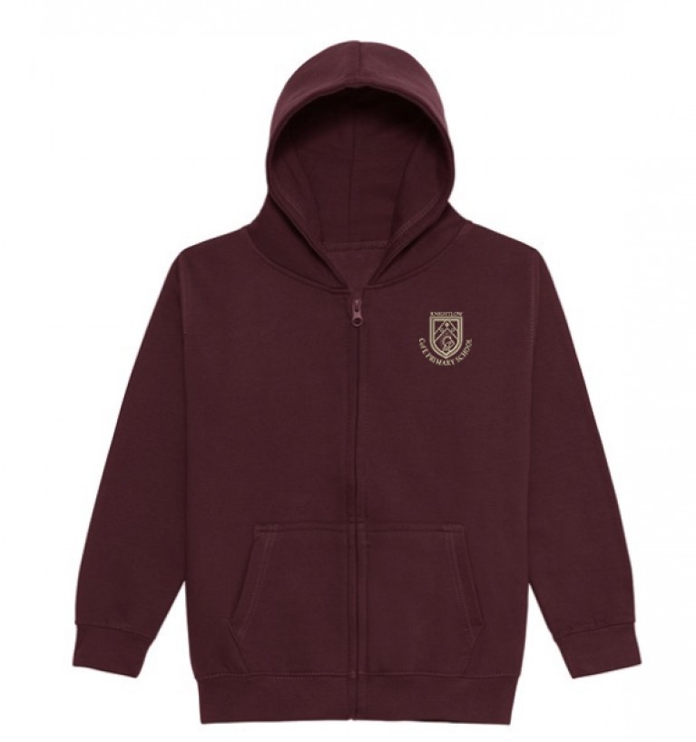 Burgundy Zip Up P.E Hoodie
