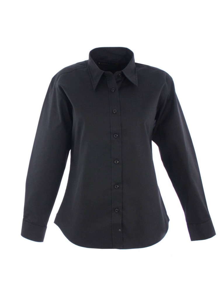 Ladies Long Sleeve Pinpoint Oxford Shirt embroidered with school logo