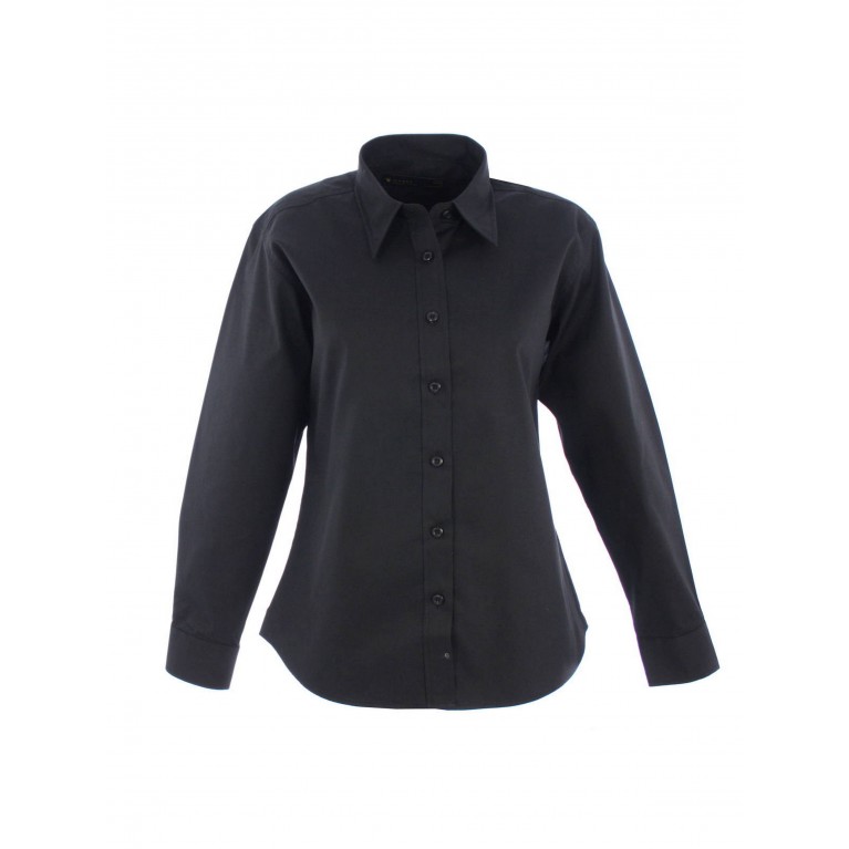 Ladies Long Sleeve Pinpoint Oxford Shirt embroidered with school logo