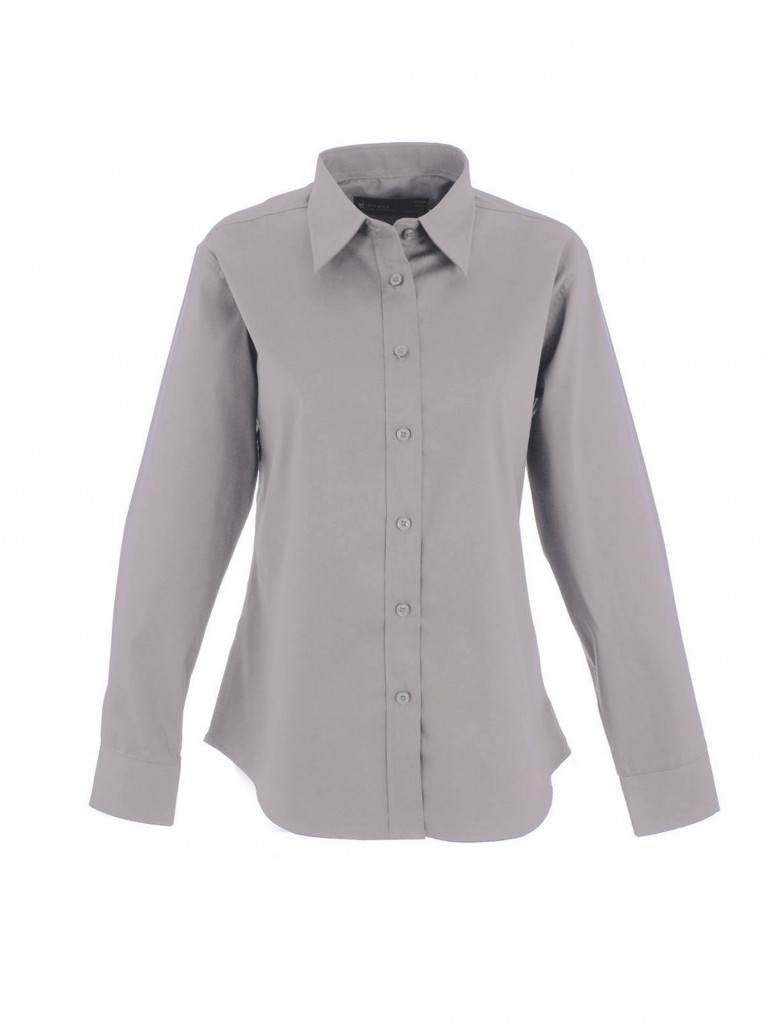 Ladies Long Sleeve Pinpoint Oxford Shirt embroidered with school logo