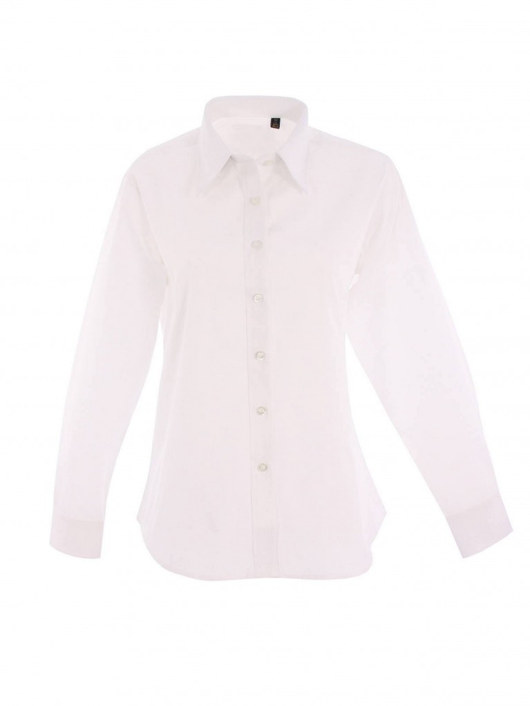 Ladies Long Sleeve Pinpoint Oxford Shirt embroidered with school logo