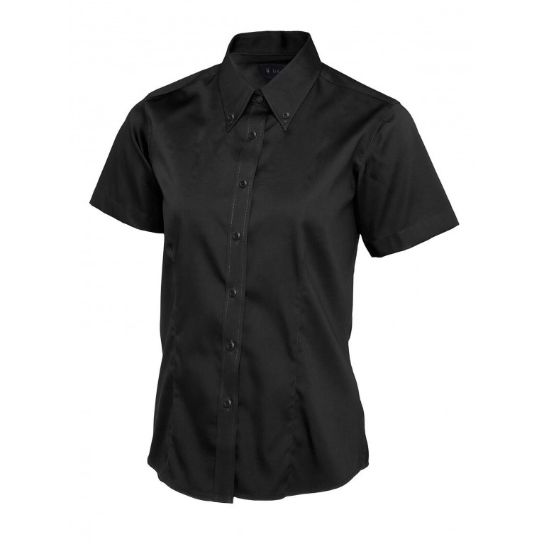 Ladies Short Sleeve Pinpoint Oxford Shirt embroidered with school logo