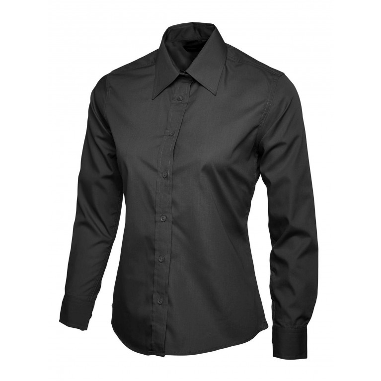 Ladies Long Sleeve Poplin Shirt embroidered with school logo