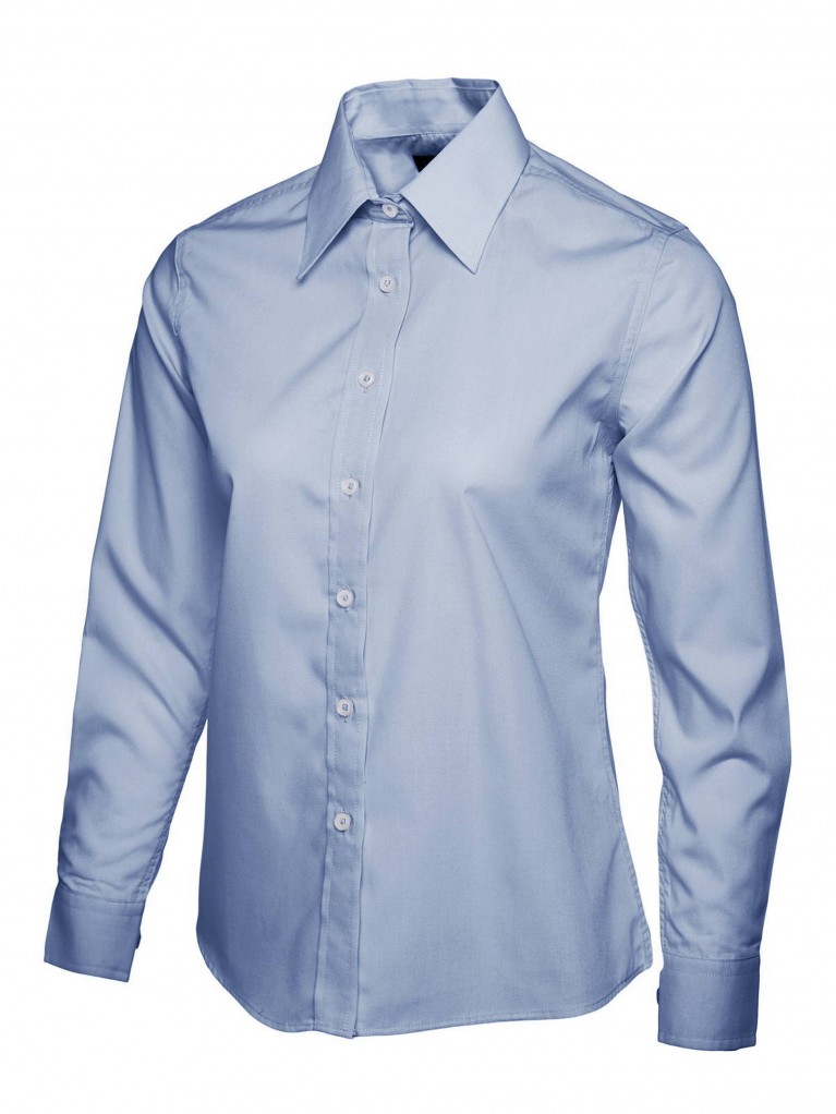 Ladies Long Sleeve Poplin Shirt embroidered with school logo