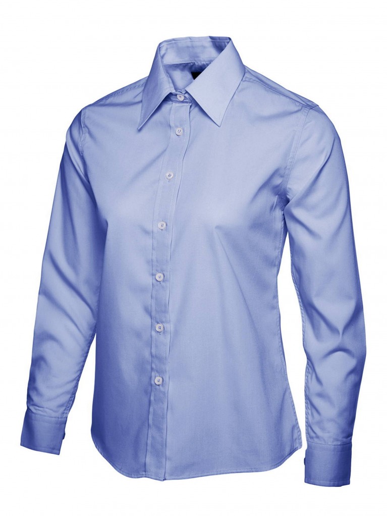 Ladies Long Sleeve Poplin Shirt embroidered with school logo