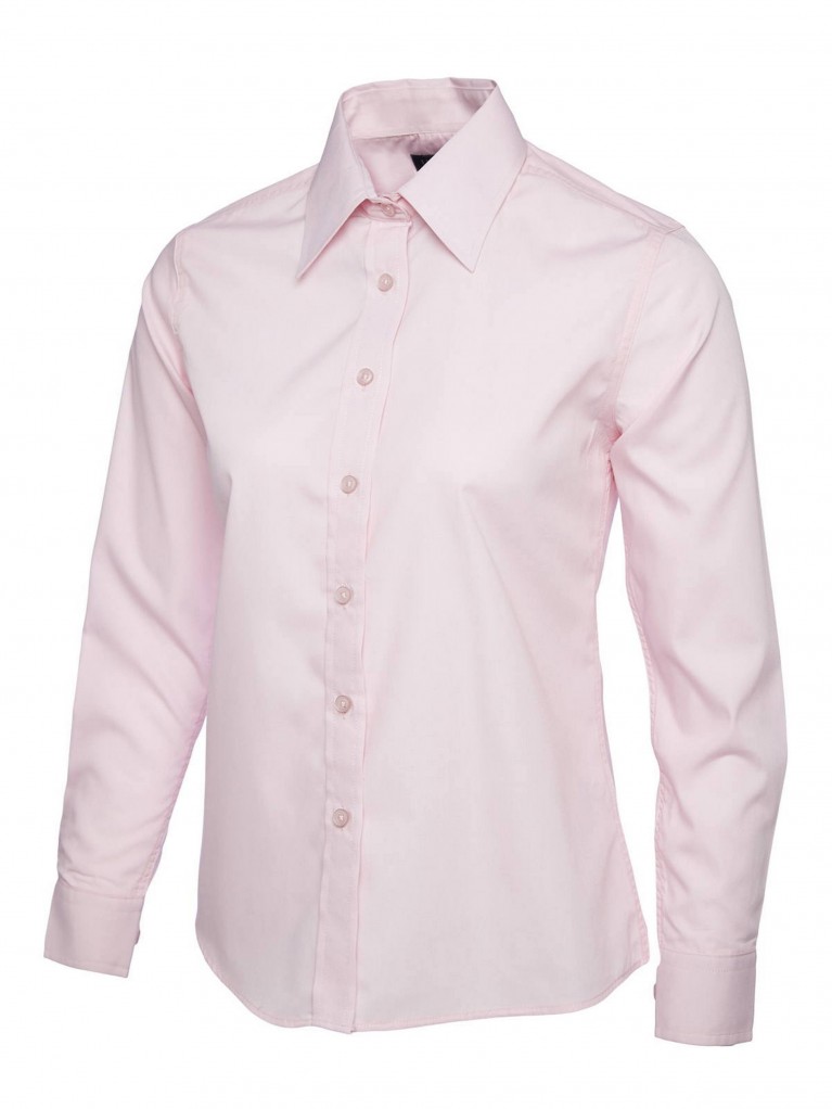 Ladies Long Sleeve Poplin Shirt embroidered with school logo