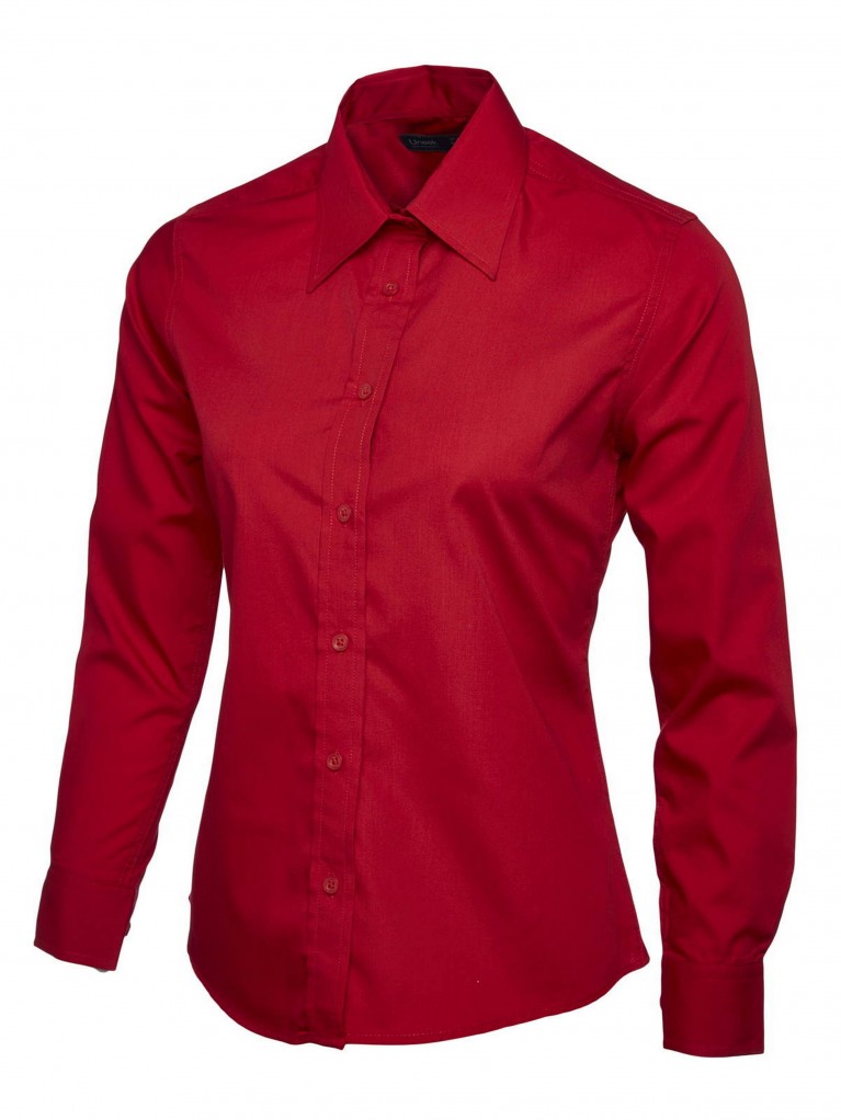 Ladies Long Sleeve Poplin Shirt embroidered with school logo