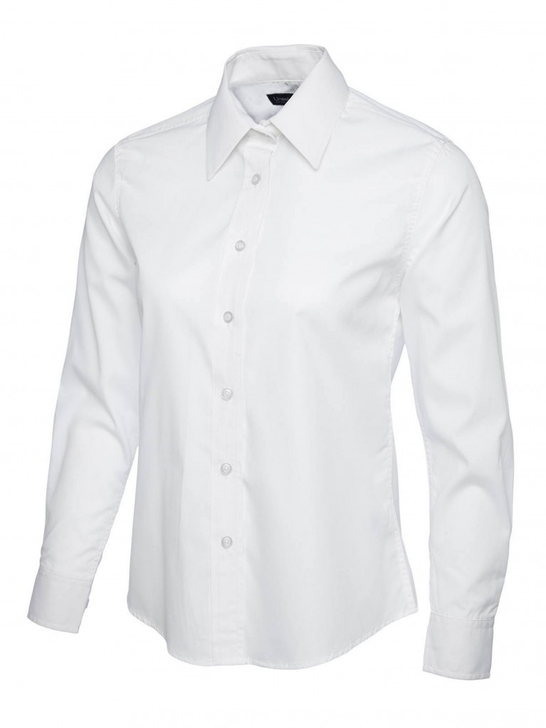Ladies Long Sleeve Poplin Shirt embroidered with school logo
