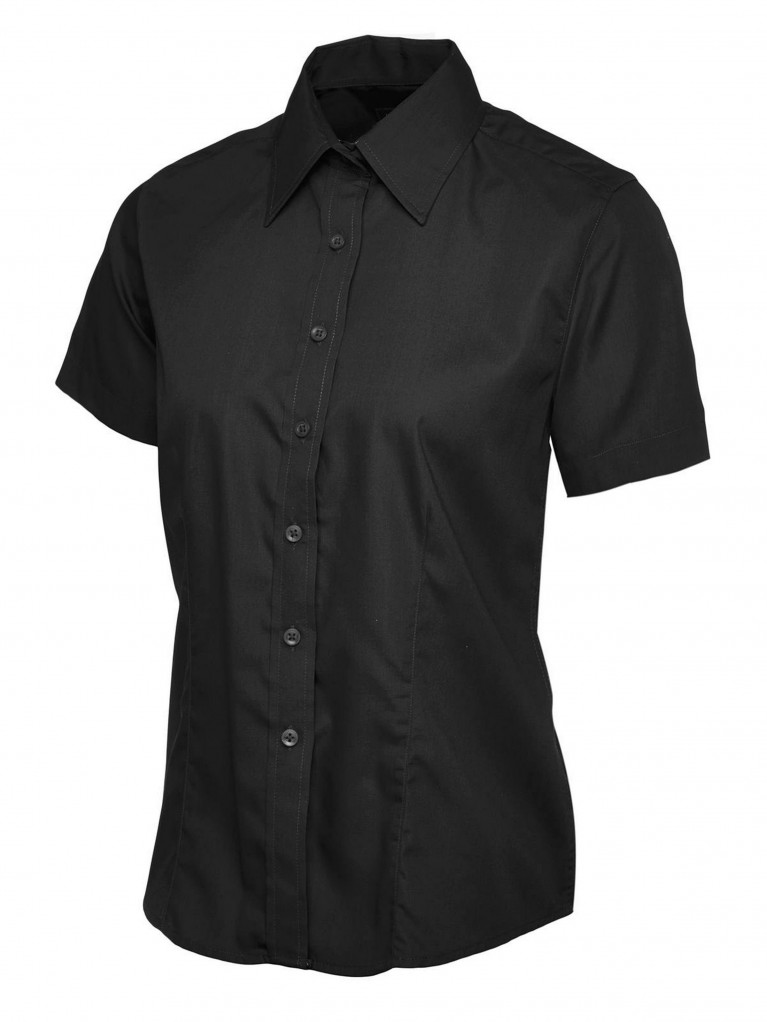 Ladies Short Sleeve Poplin Shirt embroidered with school logo
