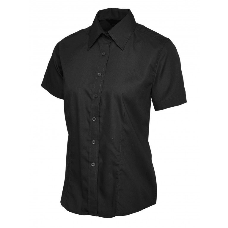Ladies Short Sleeve Poplin Shirt embroidered with school logo