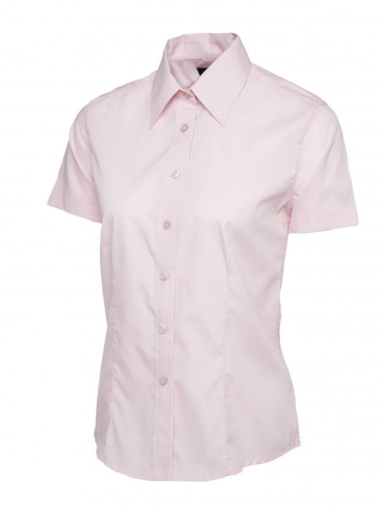 Ladies Short Sleeve Poplin Shirt embroidered with school logo