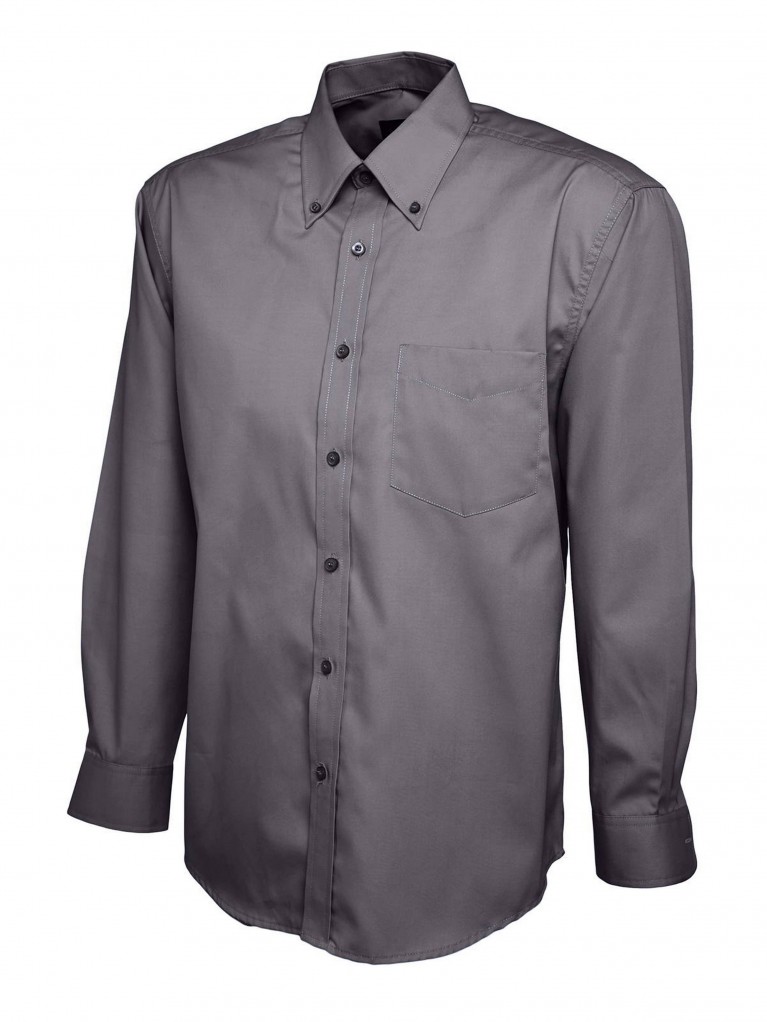 Mens Long Sleeve Pinpoint Oxford Shirt embroidered with school logo
