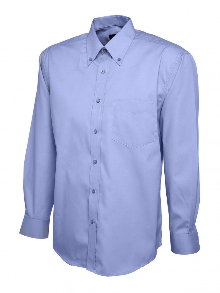 Mens Long Sleeve Pinpoint Oxford Shirt embroidered with school logo