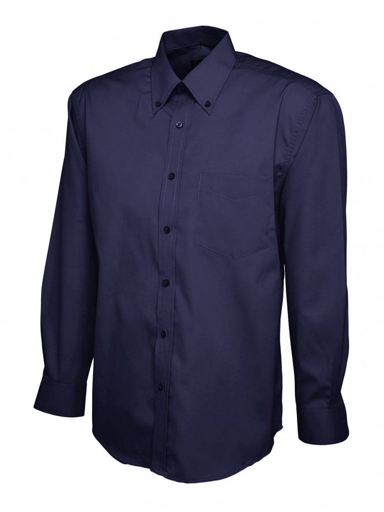Mens Long Sleeve Pinpoint Oxford Shirt embroidered with school logo