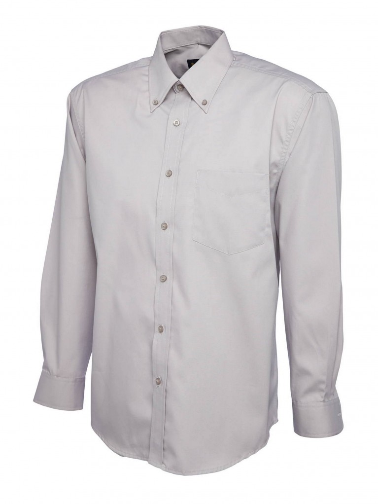 Mens Long Sleeve Pinpoint Oxford Shirt embroidered with school logo