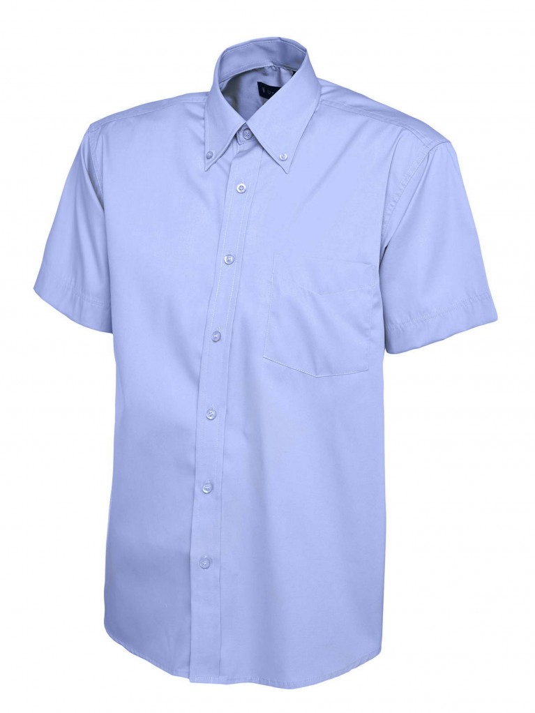 Mens Short Sleeve Pinpoint Oxford Shirt embroidered with school logo