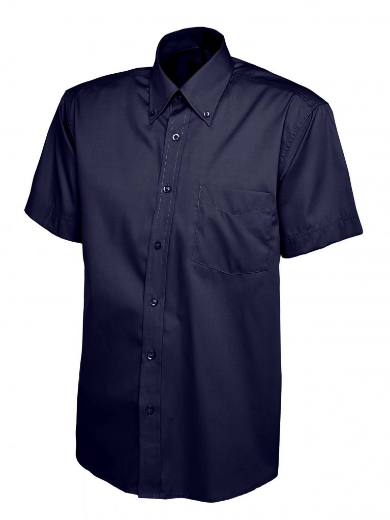 Mens Short Sleeve Pinpoint Oxford Shirt embroidered with school logo