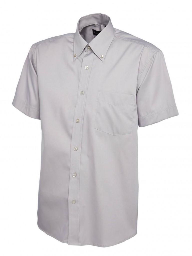 Mens Short Sleeve Pinpoint Oxford Shirt embroidered with school logo