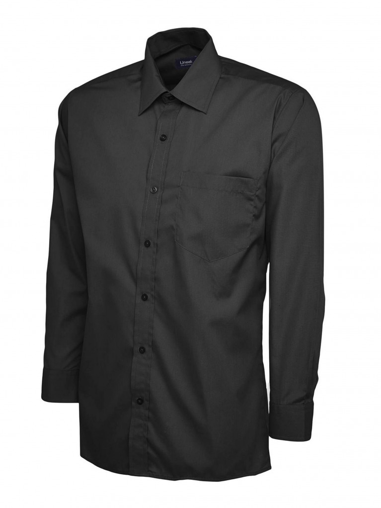 Mens Long Sleeve Poplin Shirt embroidered with school logo