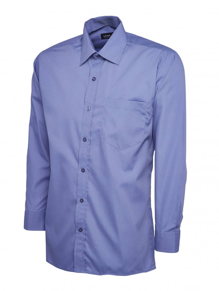 Mens Long Sleeve Poplin Shirt embroidered with school logo