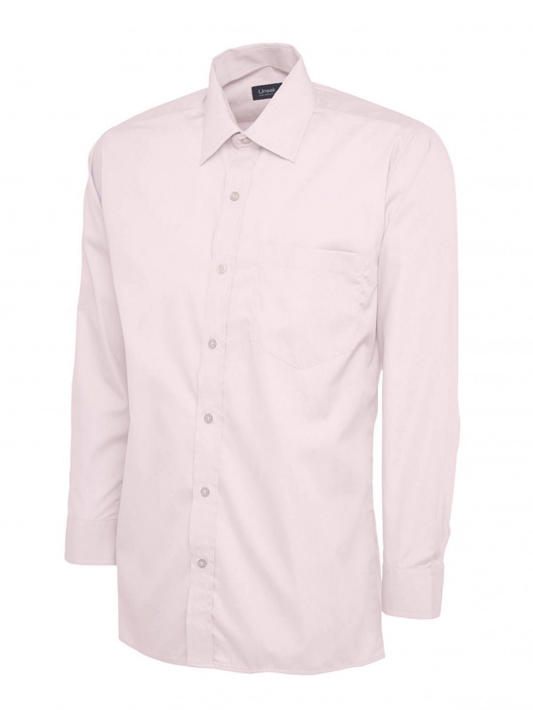 Mens Long Sleeve Poplin Shirt embroidered with school logo