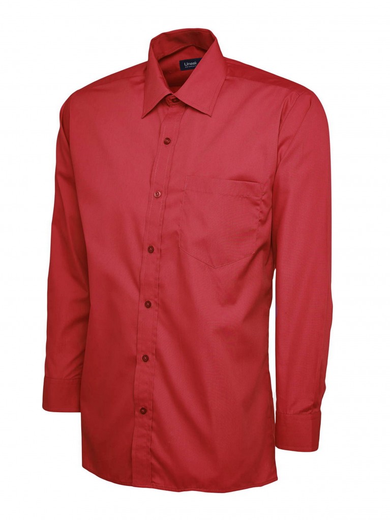 Mens Long Sleeve Poplin Shirt embroidered with school logo