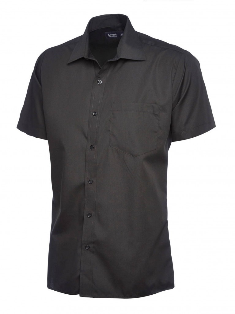 Mens Short Sleeve Poplin Shirt embroidered with school logo