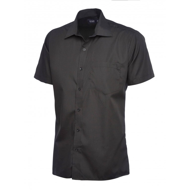 Mens Short Sleeve Poplin Shirt embroidered with school logo