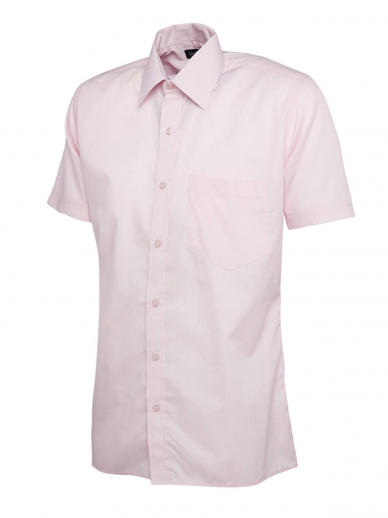 Mens Short Sleeve Poplin Shirt embroidered with school logo