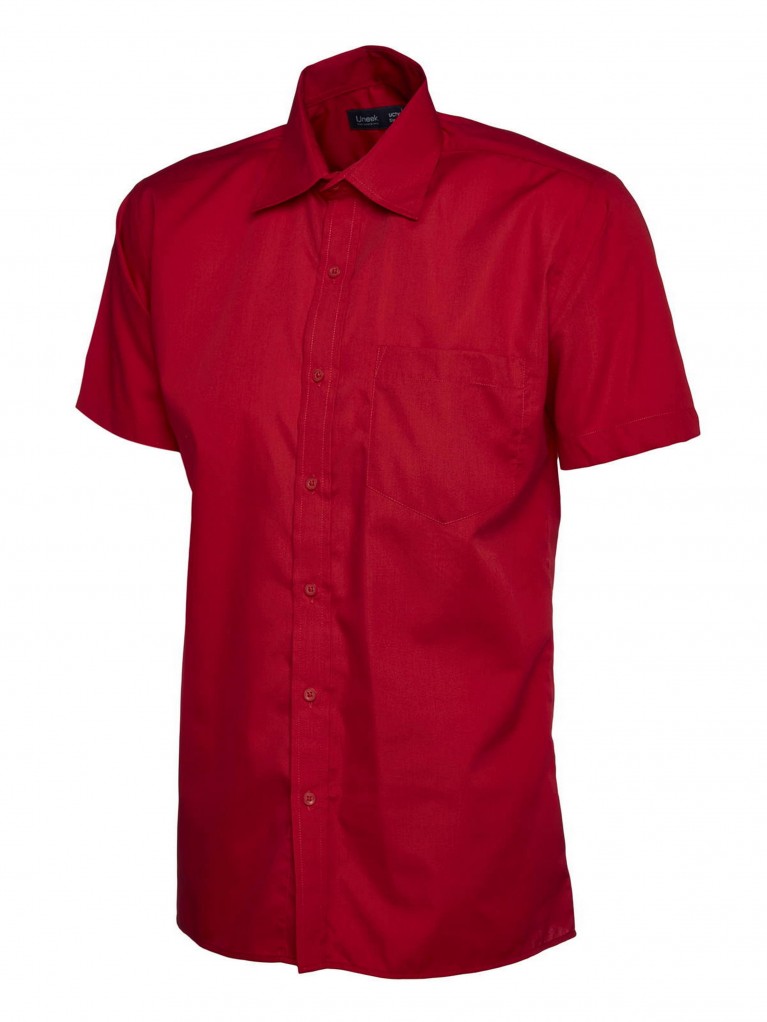 Mens Short Sleeve Poplin Shirt embroidered with school logo