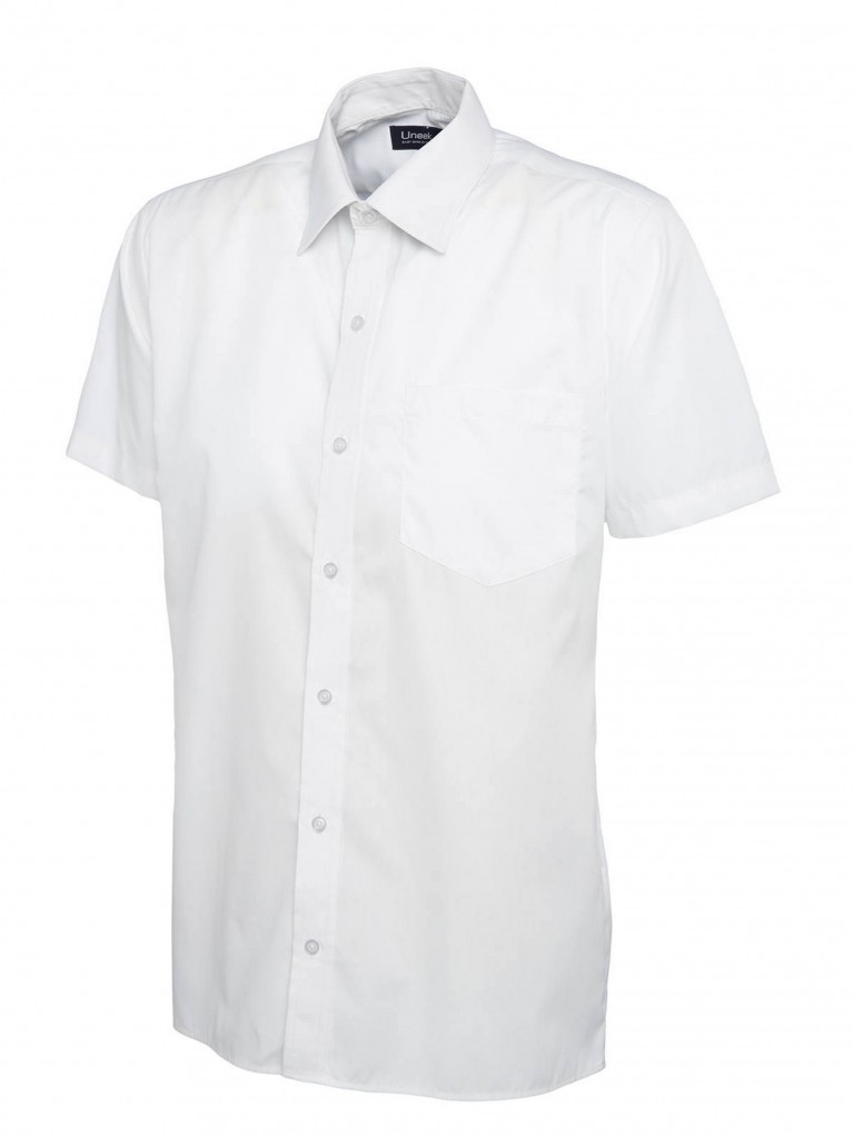 Mens Short Sleeve Poplin Shirt embroidered with school logo