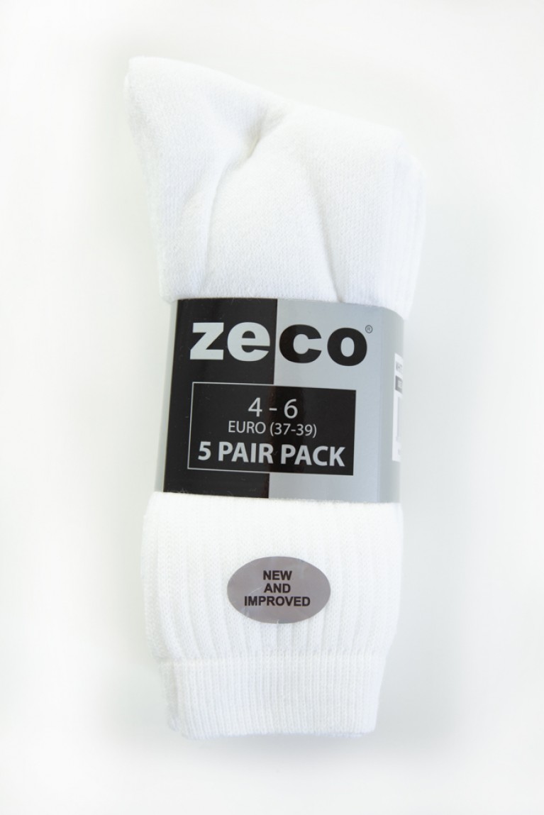 White 5 Pack Sports Socks