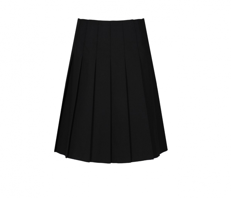 Senior Stitch Down Pleat Skirt in Black