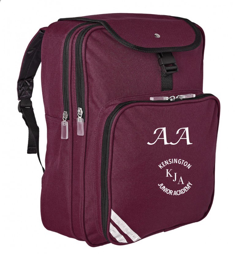 Maroon Junior Backpack - printed with initials