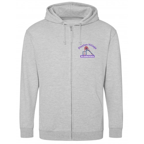 Heather Grey Staff Zip Hoodie (left chest & back)