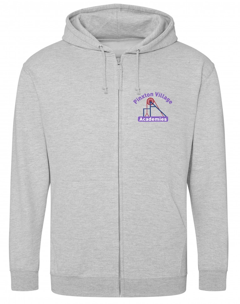 Heather Grey Staff Zip Hoodie (left chest & back)