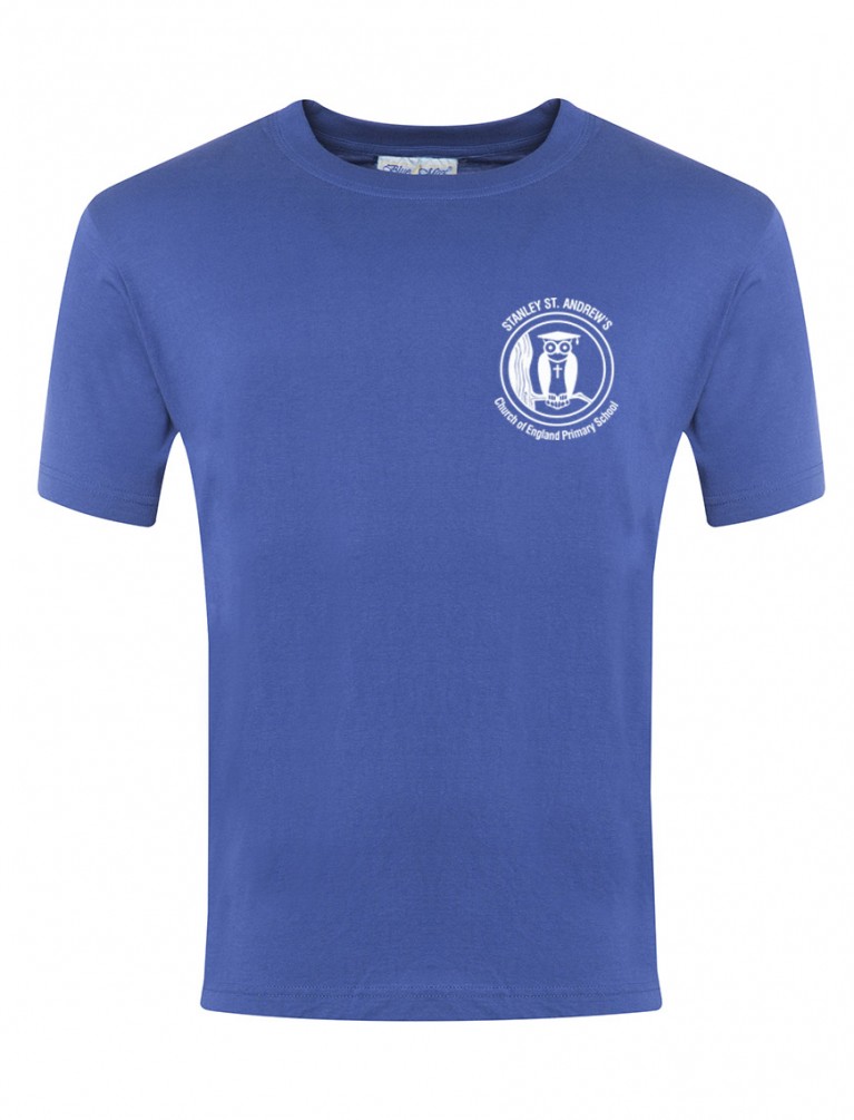 Blue P.E T-shirt - with logo