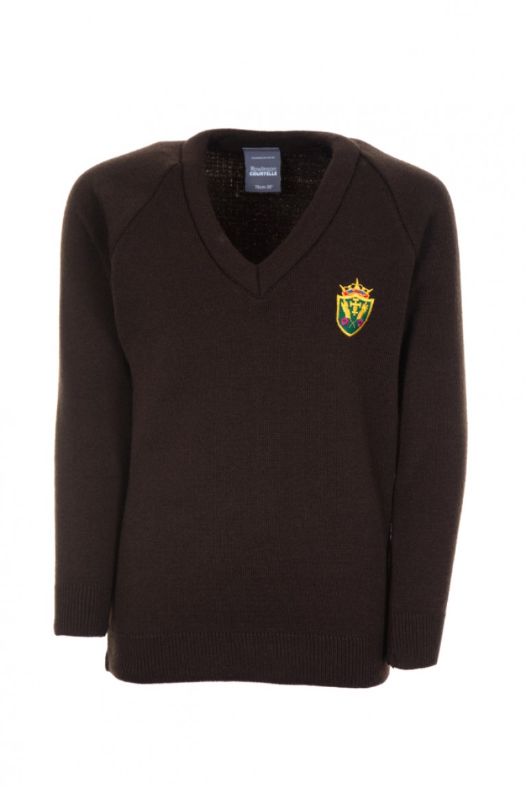 Brown V-Neck Knit Jumper