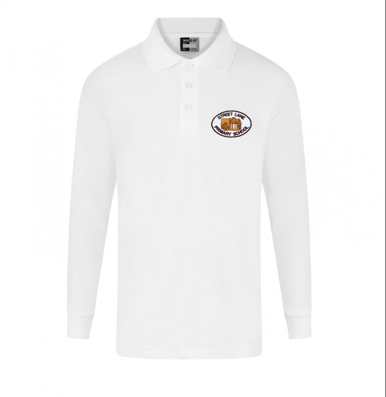White Long Sleeve Polo Shirt 