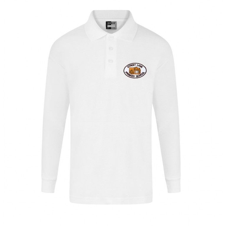 White Long Sleeve Polo Shirt 