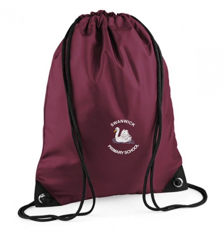 Burgundy Drawstring Bag with logo
